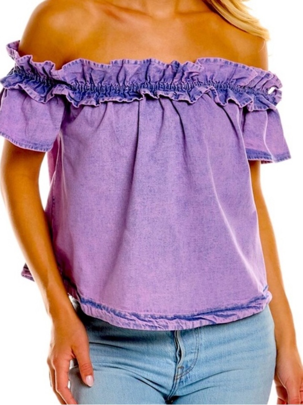 Free people Off-Shoulder Ruffle Lavender Top - Women! XS